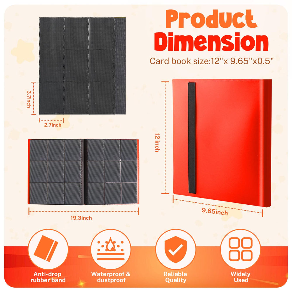 PUPTILY Card Binder Red open spread demonstrating 9-pocket sheets for easy card organization