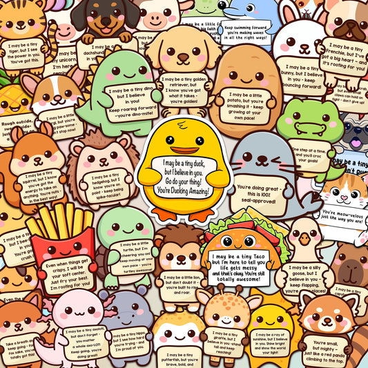 Puraesla emotional stickers show 100 designs for daily motivation on bottles and laptops.