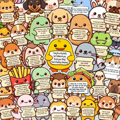 Puraesla emotional stickers show 100 designs for daily motivation on bottles and laptops.