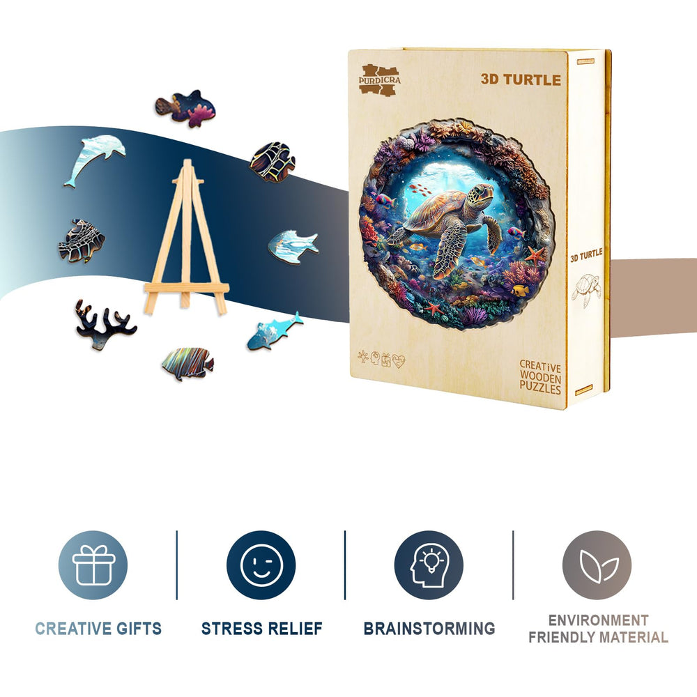 Purdicra wooden puzzle trick cuts detail highlights hidden silhouettes for brain teasers.