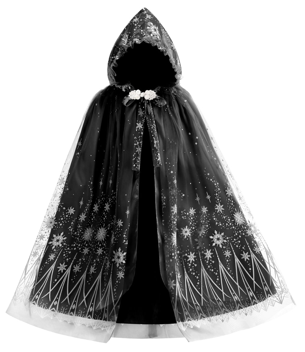 Purfeel Elsa hooded cape back view showing flowing silhouette for pretend play