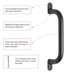 Purife 13-inch black safety handles front view shows sturdy welds for reliable use