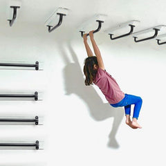 Purife playground handles mounted on wood rails provide confident grip during playtime