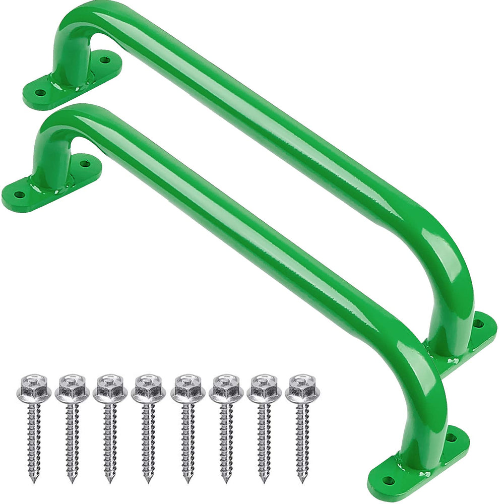 Purife green metal playground handles set of 2 with sturdy grip.