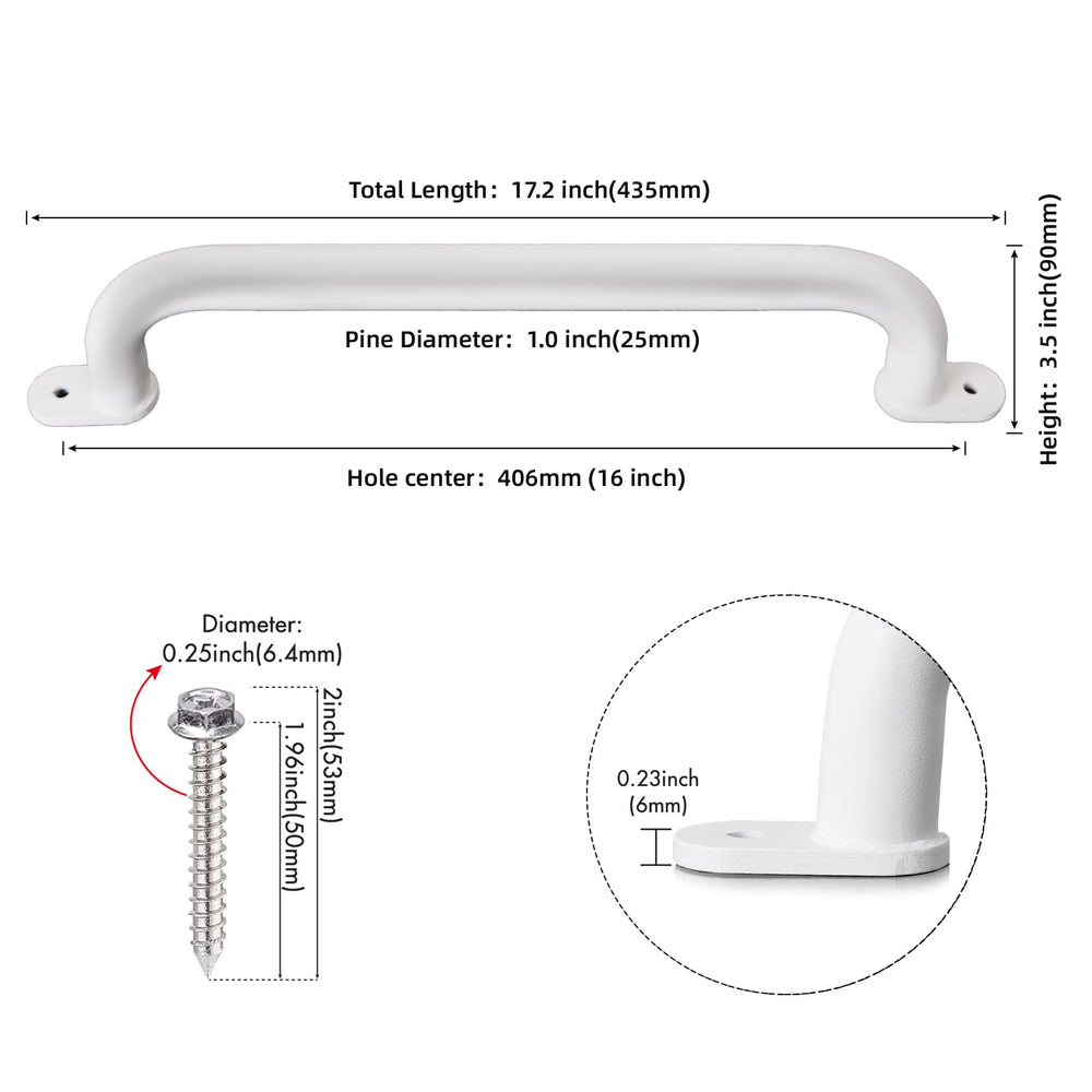 Purife white powder-coated, non-slip surface improves hand grip.