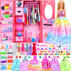 PURPERCAT closet with shoe cabinet shown for stylish doll outfits and easy organization.