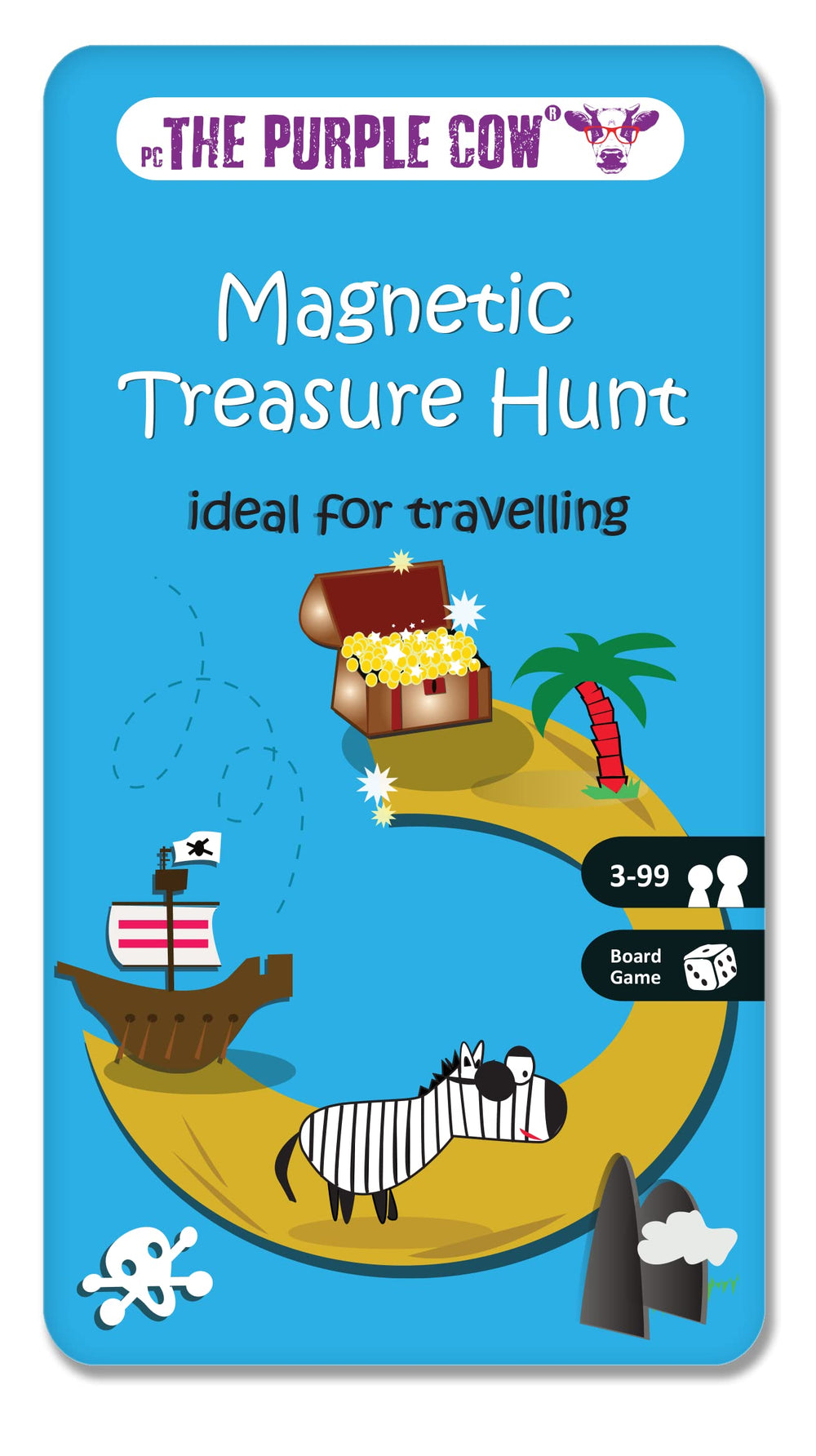 The Purple Cow Treasure Hunt board with magnetic pieces ready to play
