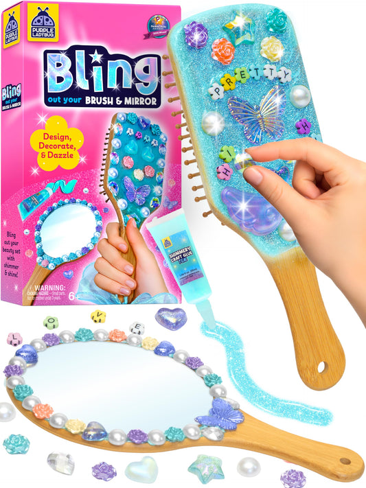 PURPLE LADYBUG wooden mirror for glittery personalized decoration