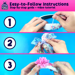 Decor clips and bows add playful accents to headbands for dress-up