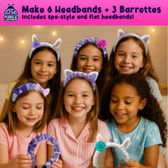 Headbands and barrettes in the PURPLE LADYBUG kit are sturdy for wear