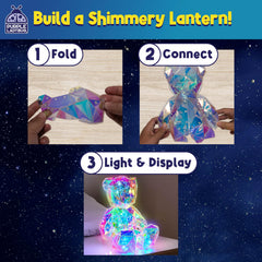 Purple Ladybug prismic 3D bear nightlight mirrored base creates magic glow.