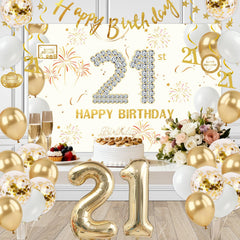 Purtarly 21st birthday foil balloon, 40-inch, centerpiece for celebrations