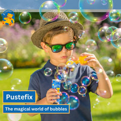 Pustefix shelf display, inviting 500ml bubble refill for quick purchases.