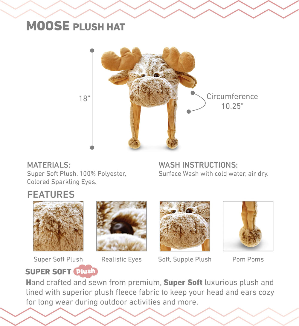 Puzzled DolliBu brown moose hat ear flaps for extra warmth and coziness