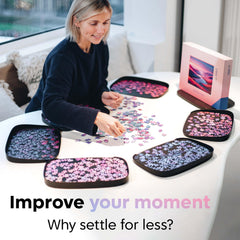 Puzzlup trays organize pieces clearly for a clutter-free puzzle space