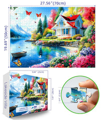 PuzzOne adult puzzle wall decor showcasing lakeside scenery for cozy living spaces.