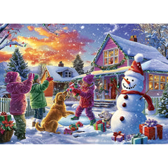 PuzzOne snowman ice sculpture 1000-piece puzzle for cozy family evenings