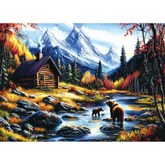 PuzzOne Mountain Escape puzzle box, 1000 pieces, durable, vibrant colors for engaging solving.