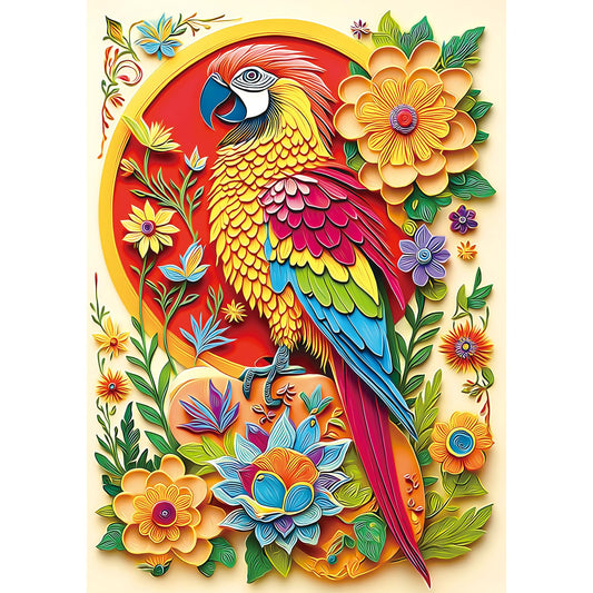 PuzzOne parrot and floral design 1000-piece puzzle, vivid colors for immersive puzzling