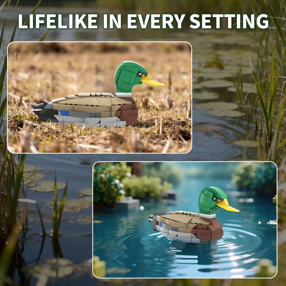 PuzzRyxius Mallard Duck on shelf enhances home office decor.