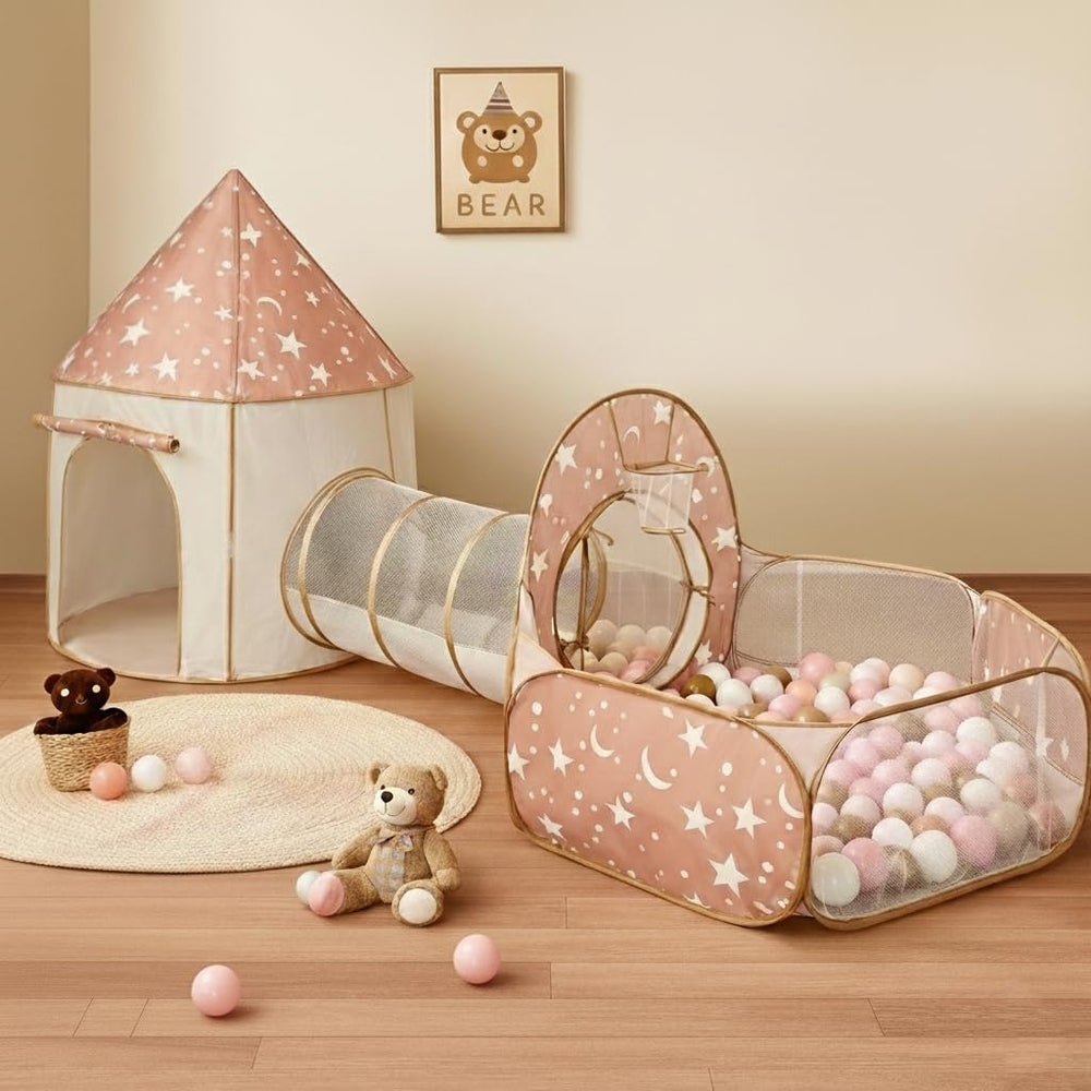 PXFAYSFQ 3-in-1 play tent front view, cozy and safe for toddlers.
