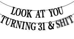 PYBHILK black glitter banner for 31st birthday celebrations.