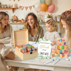 Wooden storage box keeps blocks and markers neatly organized
