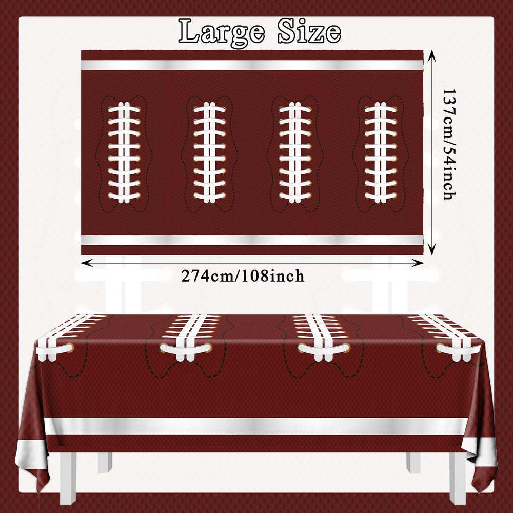 Pymurod tablecloth features football graphics to boost atmosphere on any dining surface.