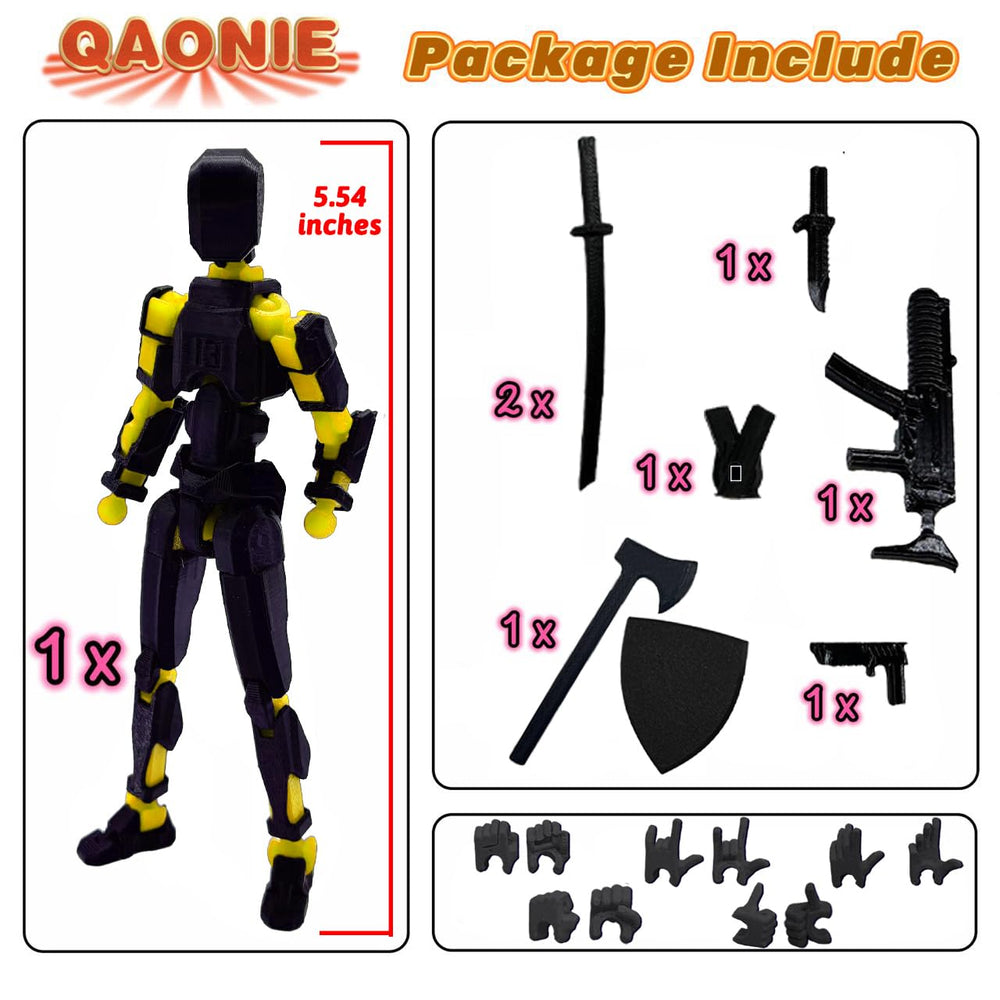 QAONIE Dummy13 assembled black yellow figure for desk decoration