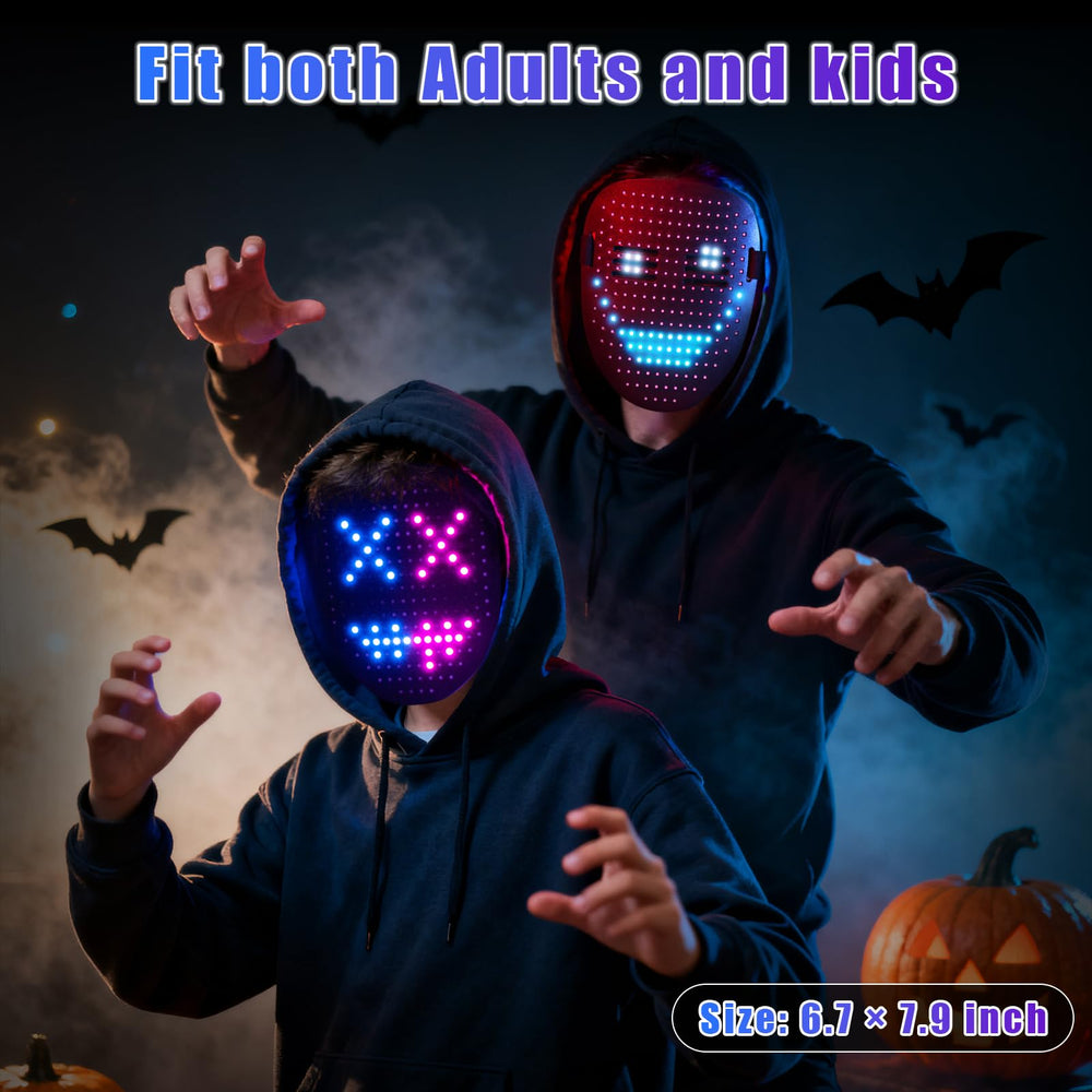 QAQ LED mask shows battery life on the built-in indicator