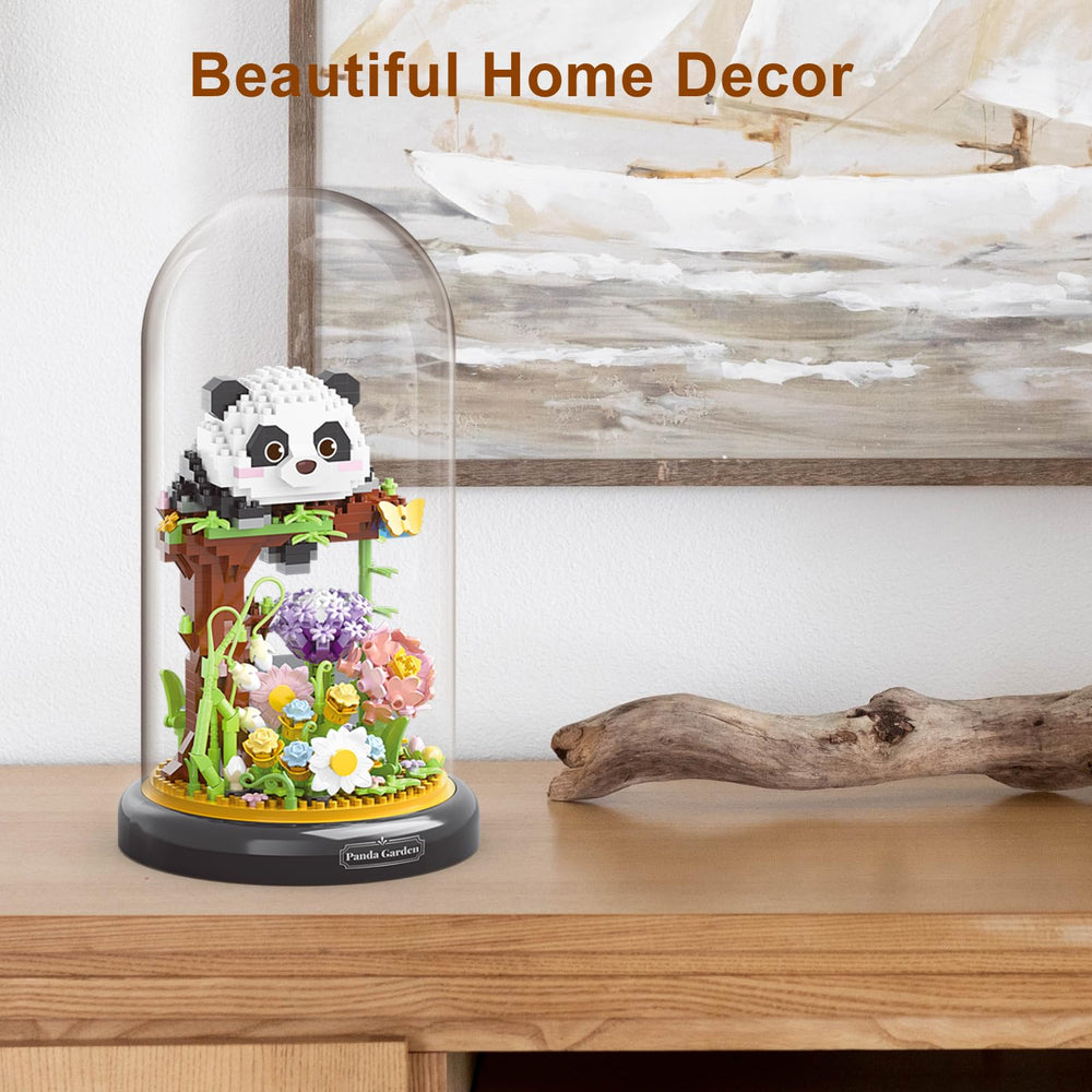 QARULUS Panda Flowers set panda figure creates a charming focal point on desks