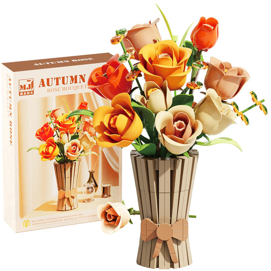 QARULUS roses bouquet building set front view for vibrant home decor inspiration.