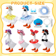 QAUYETM mini desk-goose outfits sunglasses add playful desk charm.