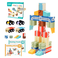 QBI Magnetic Blocks Play Starter Set setup showing a colorful build for imaginative STEM play