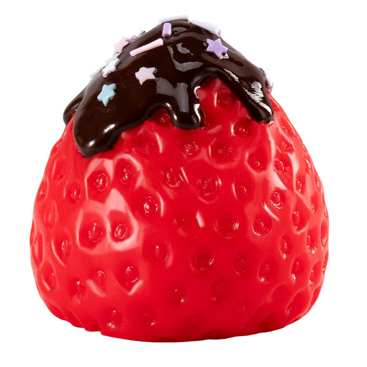 QCROAD SQUISHY big taba strawberry squishy front view highlights soft silicone texture for calming squeezes.