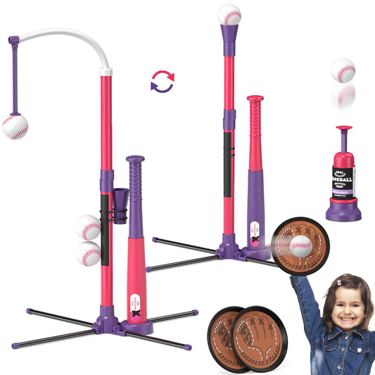 QDRAGON 4-in-1 Tball set with retractable bats for versatile play
