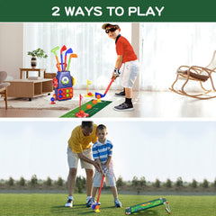 QDRAGON Kids Golf Set adjustable clubs from 12 inches to 23.5 inches.