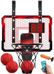 QDRAGON indoor basketball hoop with 7-color LED lights for engaging play.