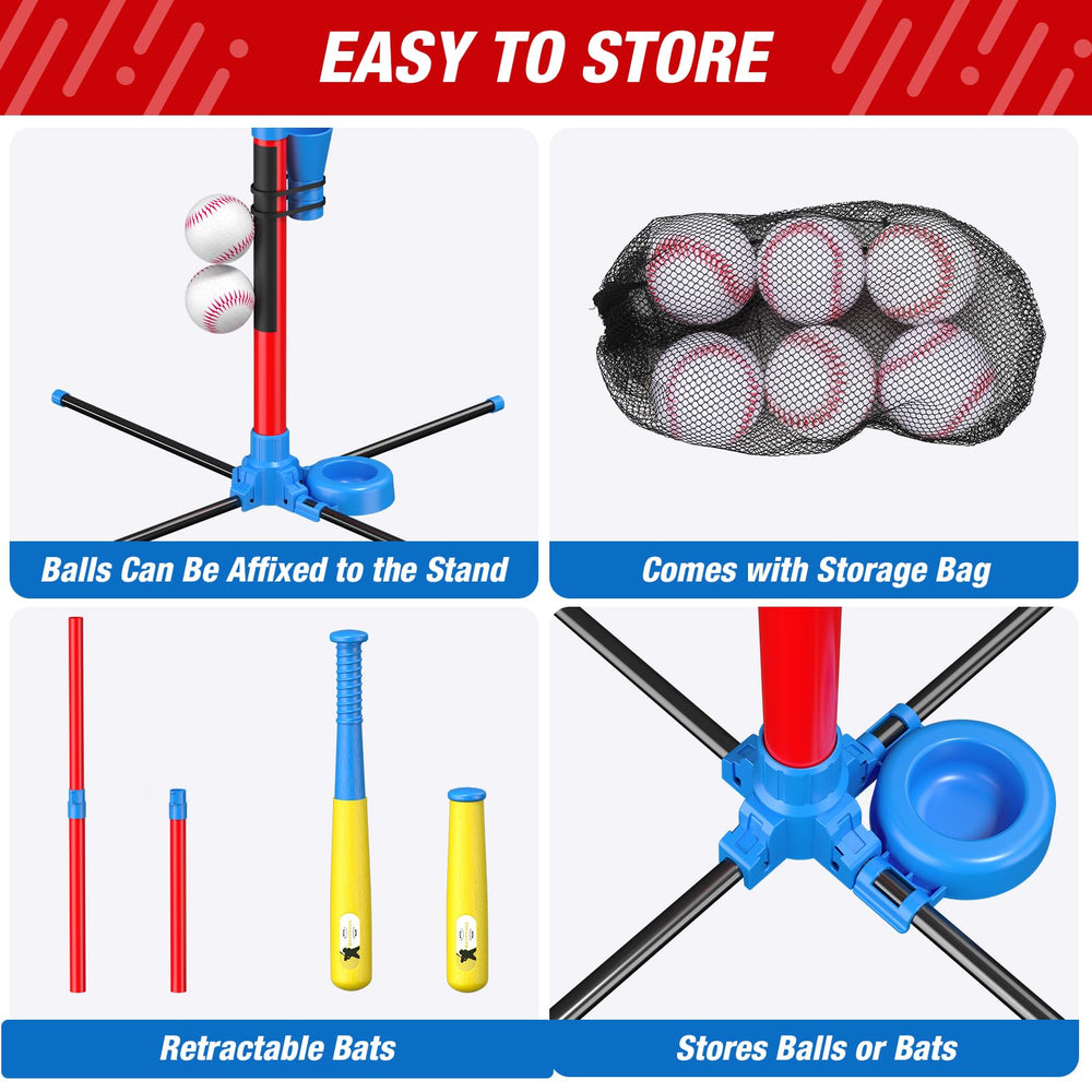Versatile modes—hanging tee, stand pitch, launcher, and toss game—for fun.