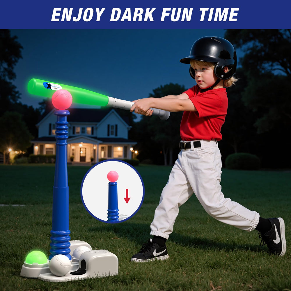 QDRAGON All-in-one Tball set includes tee, glowing bat, balls and bag