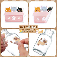 Qeeenar cat stickers on a laptop add playful style.