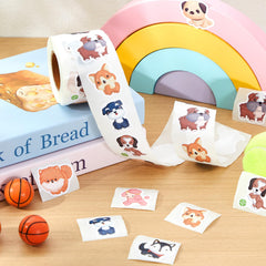 Qeeenar dog stickers watercolor style 1 applied to gift wrap for festive decor