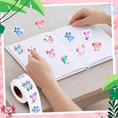Notebooks, gifts, and craft items receive charming axolotl accents with these adhesive decals.