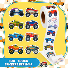 Qeeenar Monster Truck Stickers Roll classroom—easy rewards to encourage positive behavior