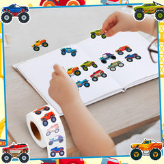 Qeeenar Monster Truck Stickers Roll notebook embellishments—adhesive that sticks securely