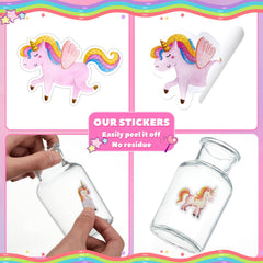 Qeeenar unicorn stickers on gifts, adding playful accents to wrapping.