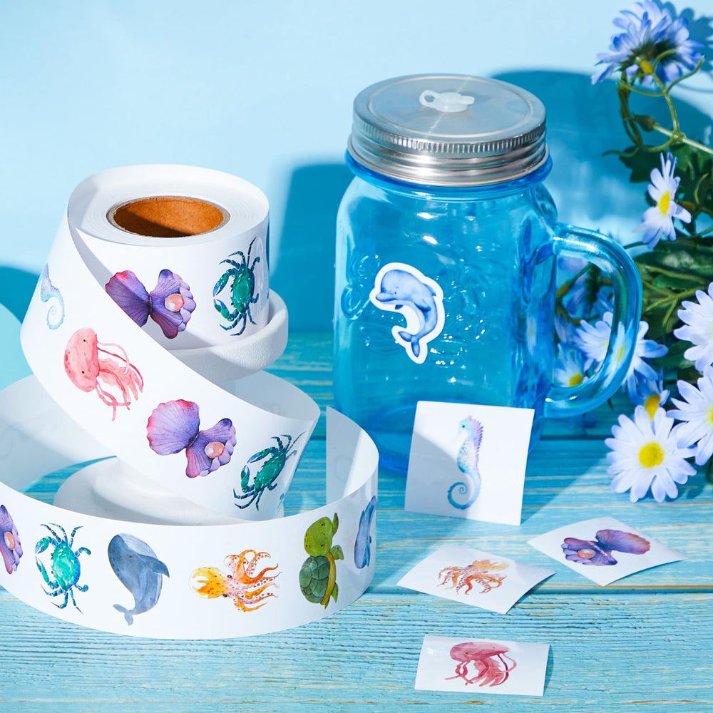Qeeenar watercolor aquatic designs in eight playful styles for crafts.
