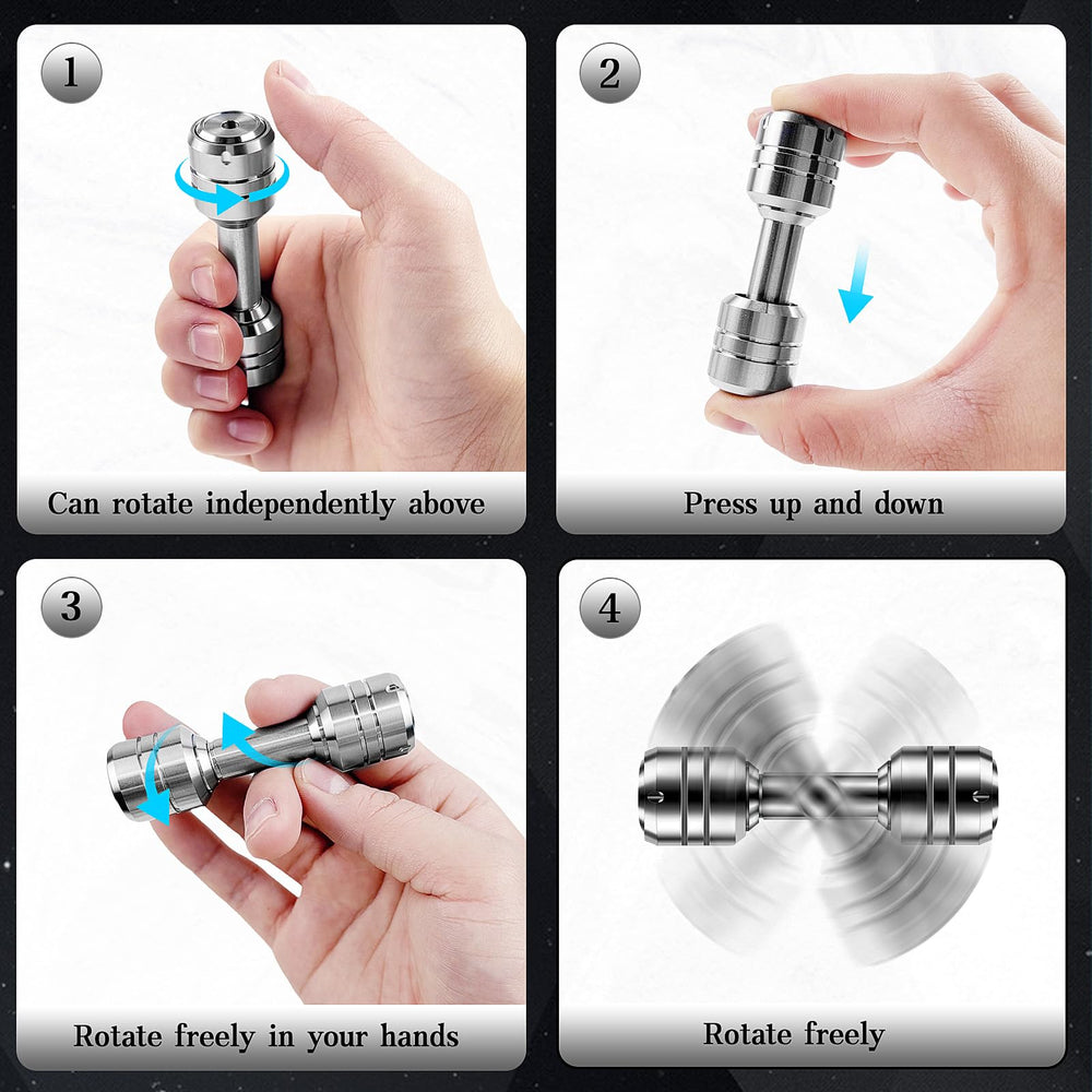QETRABONE fidget dumbbell in hand for one-handed dexterity and calm focus