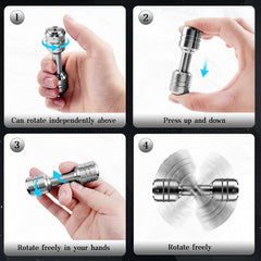 QETRABONE fidget dumbbell in hand for one-handed dexterity and calm focus