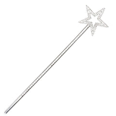 Qeuly Star Wand 13-inch full view in silver, ideal for dress-up play.